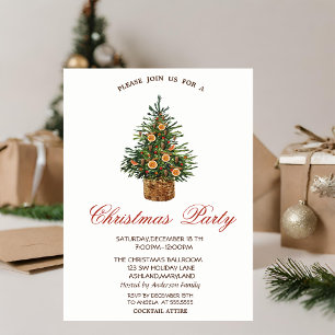 Christmas Tree Orange Christmas Party Invitation