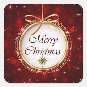 Christmas Tree Ornament Bokeh Lights Square Sticker