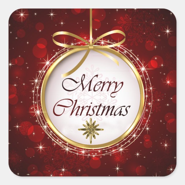 Christmas Tree Ornament Bokeh Lights Square Sticker (Front)