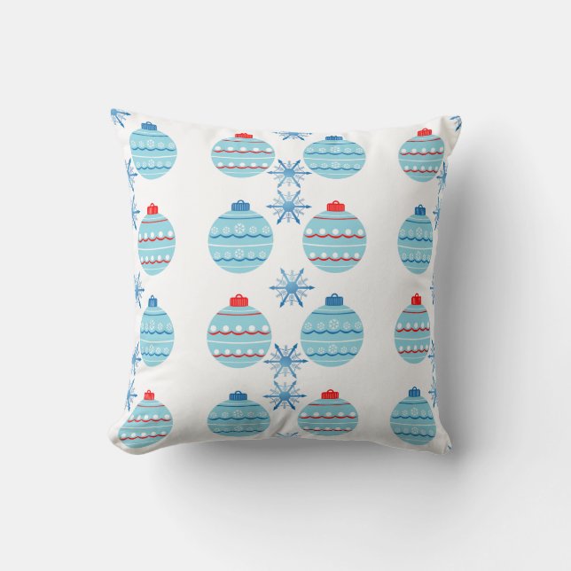 Christmas Tree Ornament Bulbs Throw Pillows (Front)