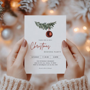 Christmas Tree Ornament Christmas Dinner Party  Invitation