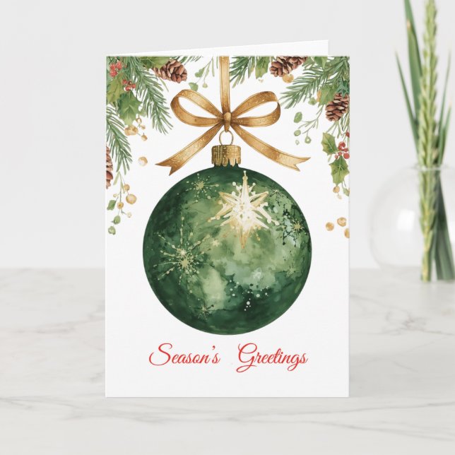 Christmas Tree Ornament Folded Holiday Card (Front)