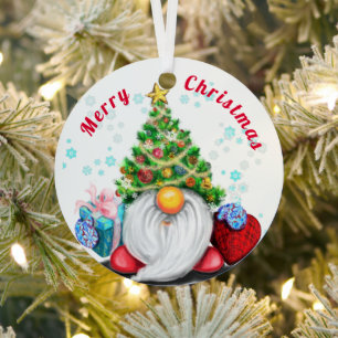 Christmas Tree Ornament Gnome with Heart and Gifts