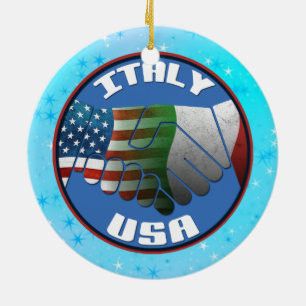 Christmas Tree Ornament Italy USA Flags