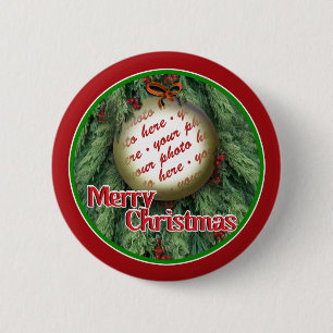 Christmas Tree Ornament Photo Frame 6 Cm Round Badge