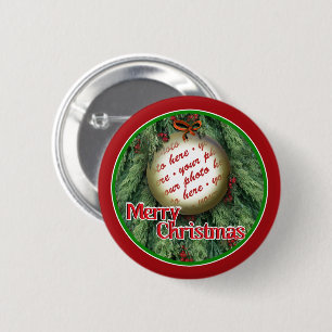Christmas Tree Ornament Photo Frame 6 Cm Round Badge