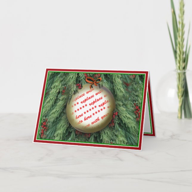 Christmas Tree Ornament Photo Frame Holiday Card (Front)