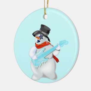 Christmas Tree Ornament Snowmans with Guitar
