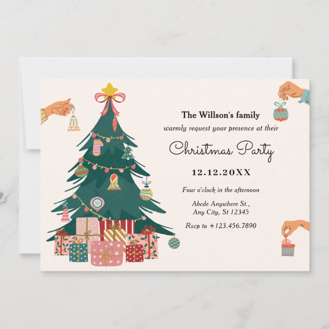 Christmas tree ornaments decoration  invitation (Front)