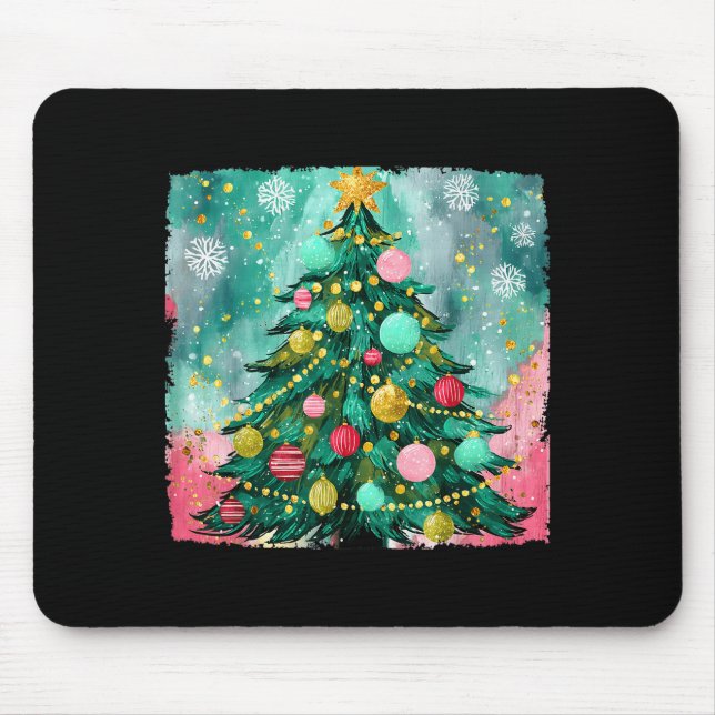 Christmas Tree Ornaments Holiday Xmas Lights Men W Mouse Pad (Front)