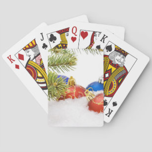 Christmas Tree Ornaments In Snow Playing Cards