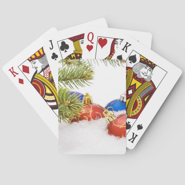 Christmas Tree Ornaments In Snow Playing Cards (Back)