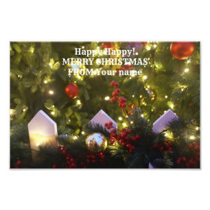 Christmas tree ornaments photo print