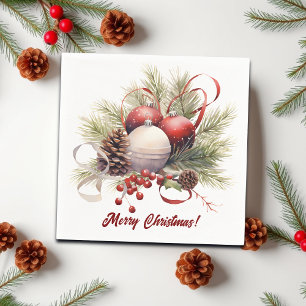 Christmas Tree Ornaments Pine Cones Napkin