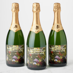 Christmas tree ornaments sparkling wine label