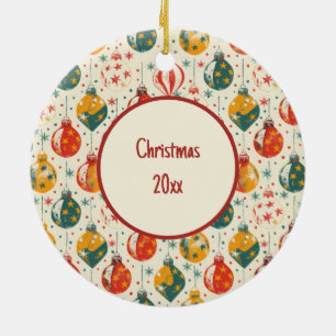 Christmas Tree Ornaments Vintage All Over Print