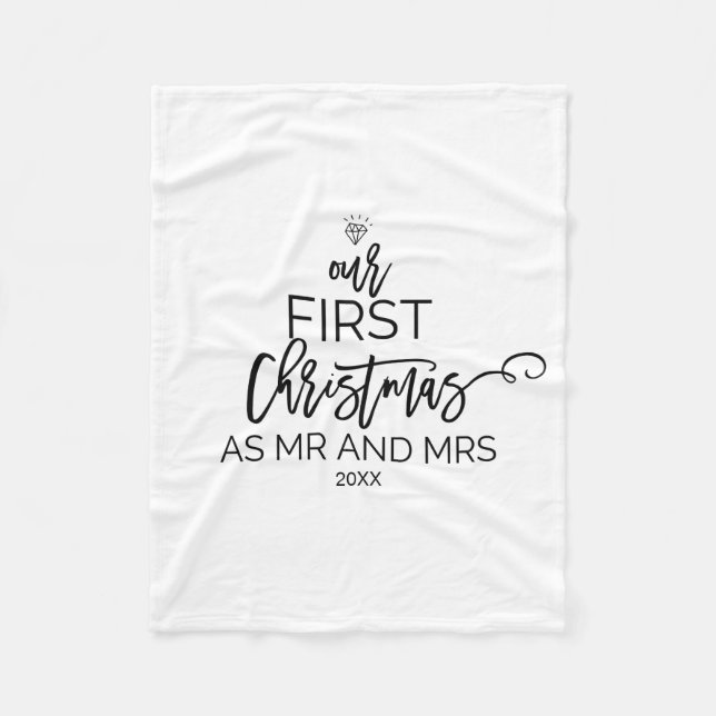 Christmas Tree Our First Christmas as Mr and Mrs Fleece Blanket (Front)