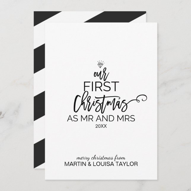 Christmas Tree Our First Christmas as Mr and Mrs Holiday Card (Front/Back)