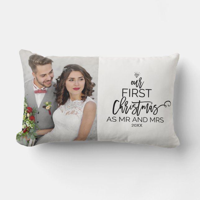 Christmas Tree Our First Christmas as Mr and Mrs Lumbar Cushion (Front)