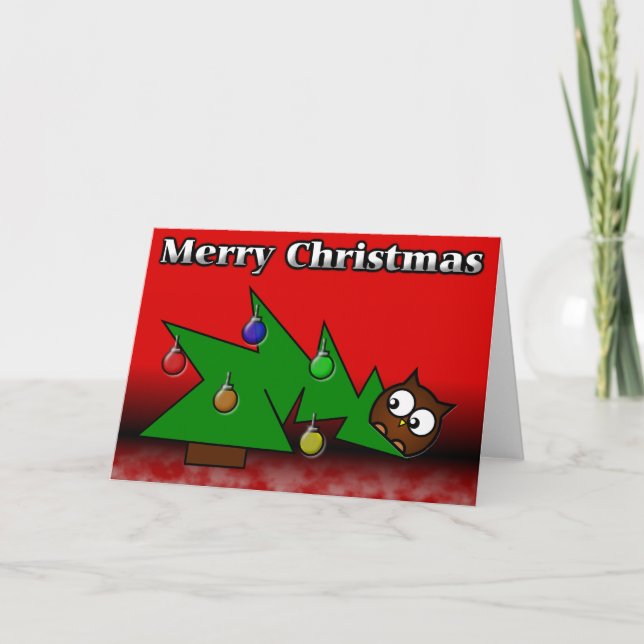 Christmas Tree Owl Card (Front)