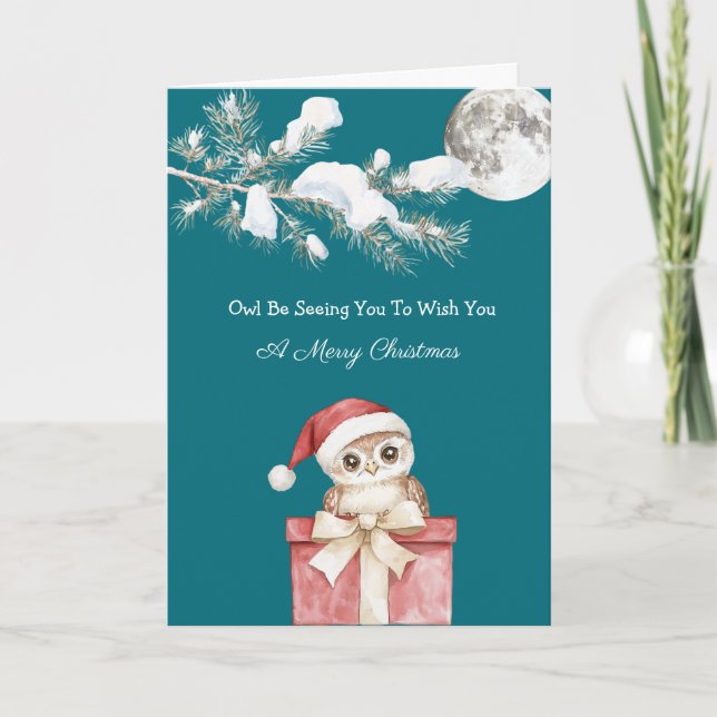 Christmas Tree Owl in a Box Card (Front)