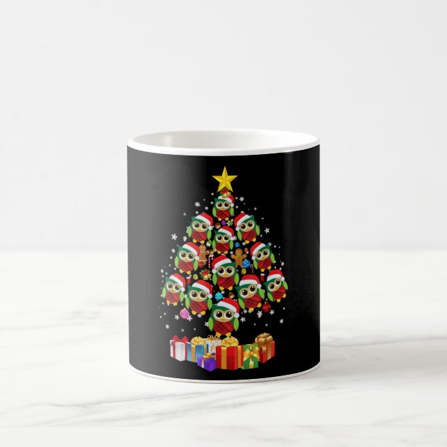 Christmas Tree Owl Lovers Xmas Sweater Gifts Coffee Mug (Center)