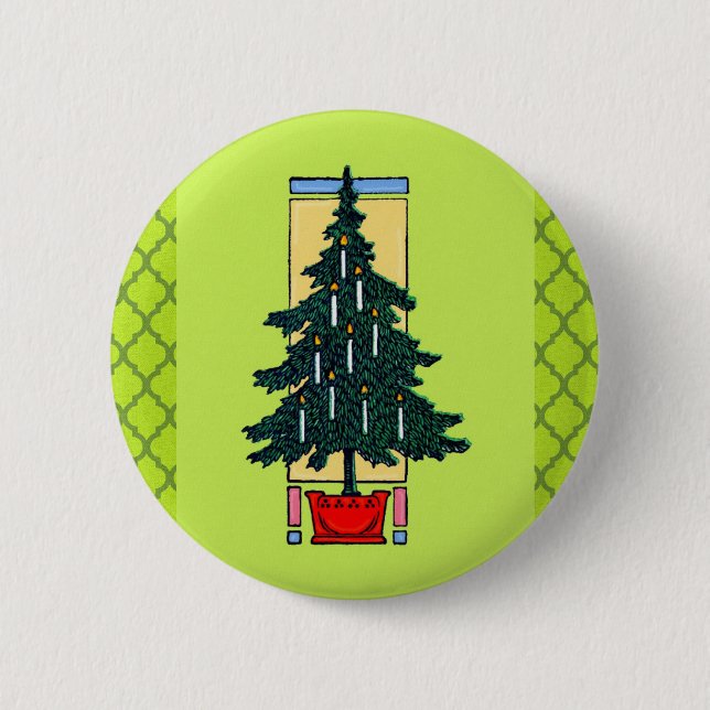 Christmas Tree Painting 6 Cm Round Badge (Front)