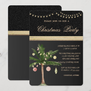 Christmas Tree Palm,Black,Christmas Party Invitation