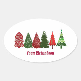 Christmas Tree Party Crafts Classic Oval Sticker
