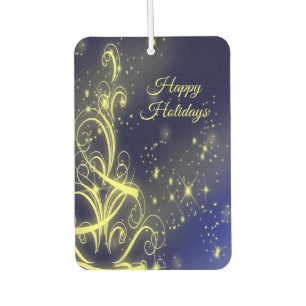 Christmas Tree Party Gold Stars Navy Blue Holidays Car Air Freshener