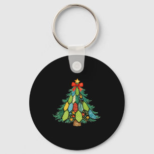 Christmas Tree Patchwork Coquette Bow Xmas Holiday Key Ring