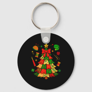 Christmas Tree Patchwork Quilting Quilter Sewing L Key Ring
