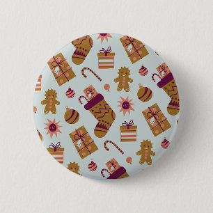 Christmas Tree Pattern 6 Cm Round Badge