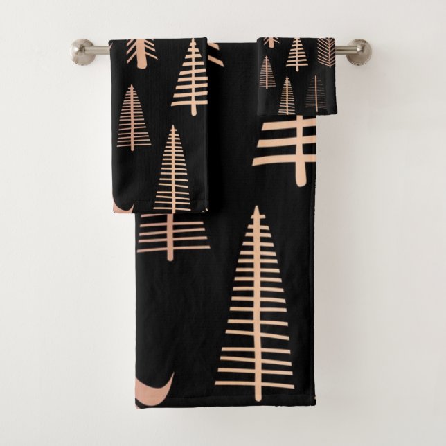 Christmas tree pattern bath towel set (Insitu)