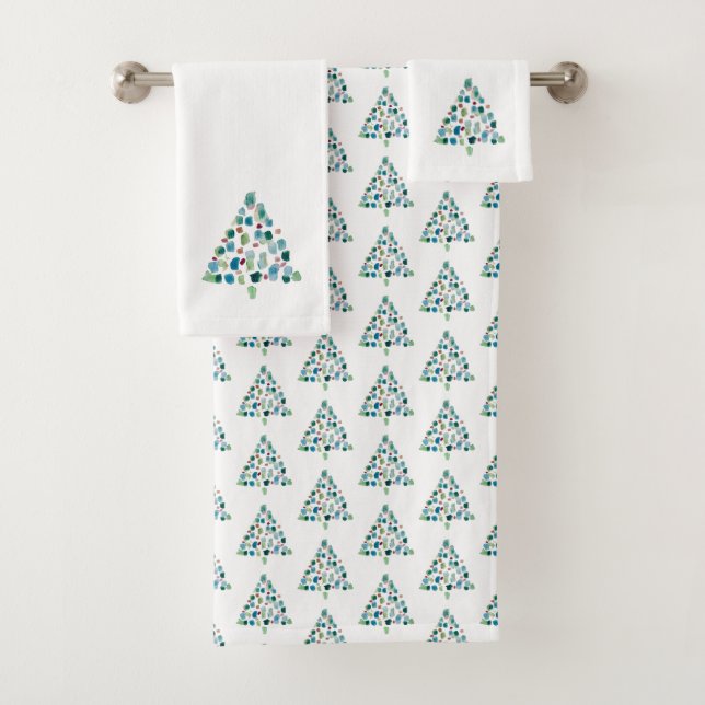 Christmas Tree Pattern Bath Towel Set (Insitu)