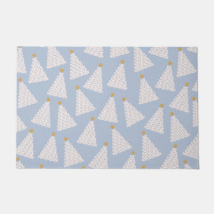 Christmas Tree Pattern Blue Doormat