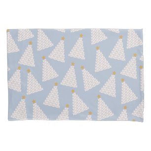 Christmas Tree Pattern Blue Pillowcase