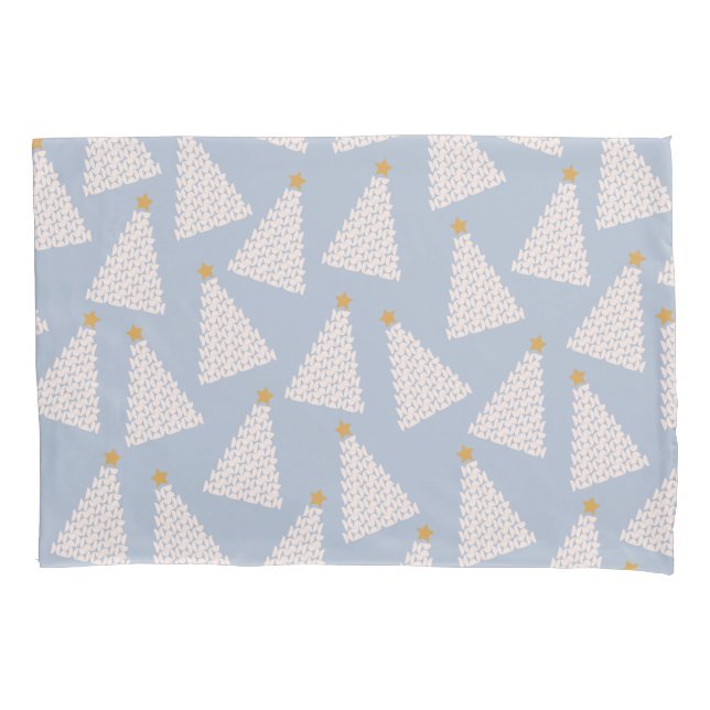Christmas Tree Pattern Blue Pillowcase (Front)