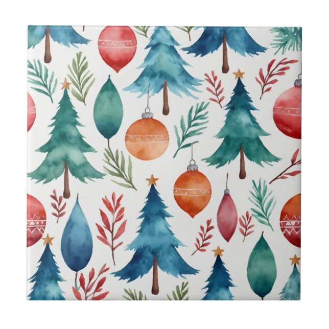Christmas Tree Pattern Ceramic Tile (Front)