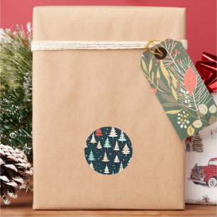 Christmas Tree Pattern Classic Round Sticker