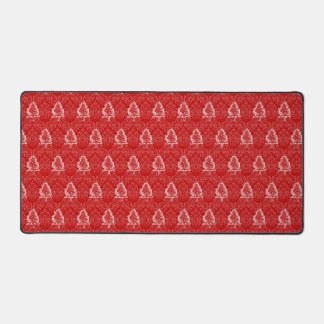 Christmas Tree Pattern Damask Background Holiday Desk Mat
