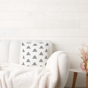 Christmas Tree Pattern Drawing Grey and White Cushion