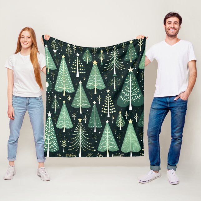 Christmas Tree Pattern Fleece Blanket (In Situ)