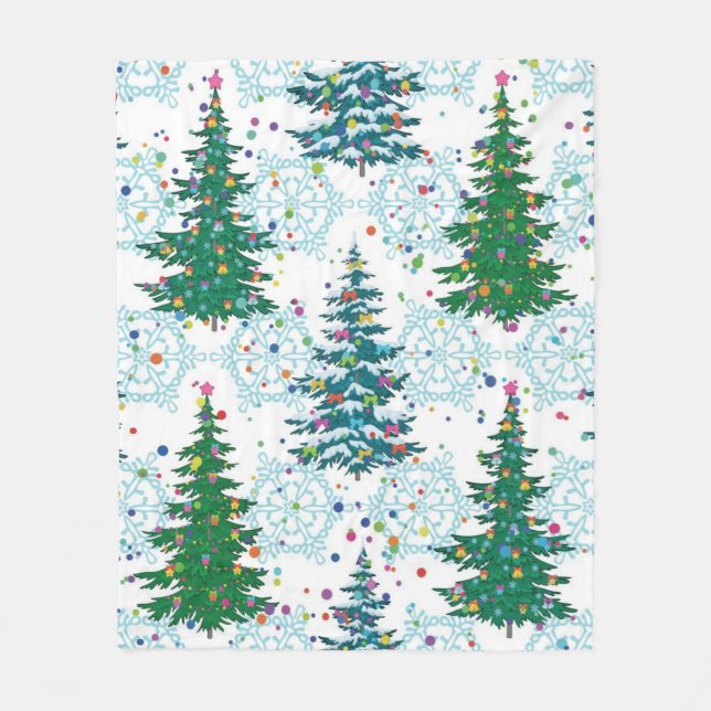Christmas tree pattern fleece blanket (Front)