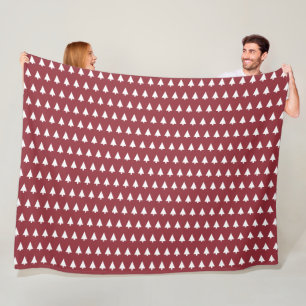 Christmas Tree Pattern   Geometric Scandi Dark Red Fleece Blanket