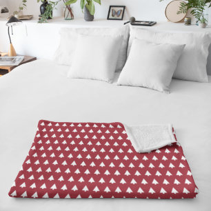 Christmas Tree Pattern   Geometric Scandi Dark Red Sherpa Blanket