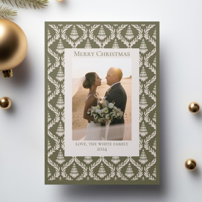 Christmas Tree Pattern Holiday Card with Photo (Creator Uploaded)