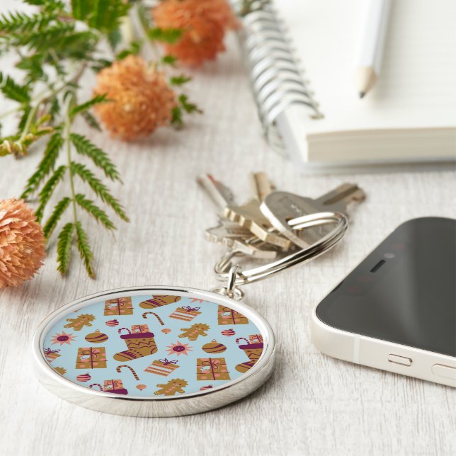 Christmas Tree Pattern Key Ring (Side)