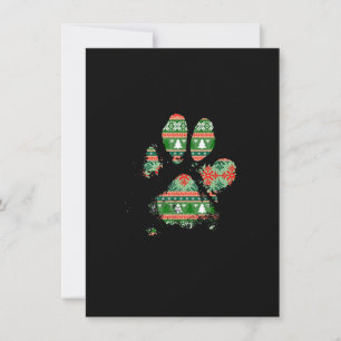 Christmas Tree Pattern Knit Muddy Messy Dog Paw Pr Invitation