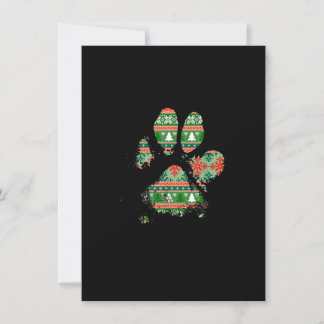 Christmas Tree Pattern Knit Muddy Messy Dog Paw Pr Invitation
